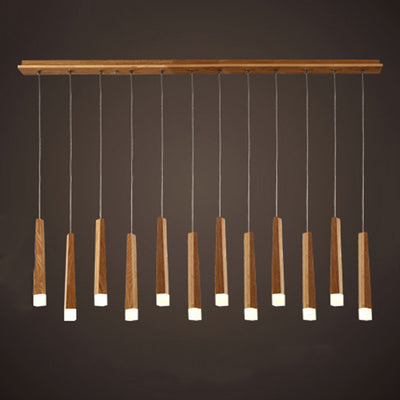 Modern Minimalist Cylindrical Solid Wood PVC LED Island Light Chandelier For Dining Room