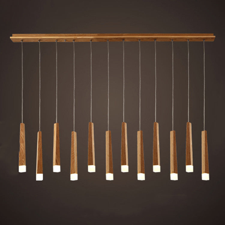 Modern Minimalist Cylindrical Solid Wood PVC LED Island Light Chandelier For Dining Room