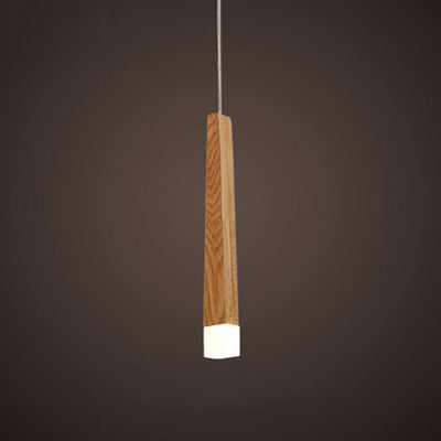 Modern Minimalist Cylindrical Solid Wood PVC LED Island Light Chandelier For Dining Room