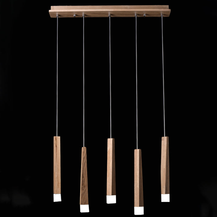Moderne minimalistische zylindrische Massivholz-PVC-LED-Insel-Leuchter für Esszimmer 