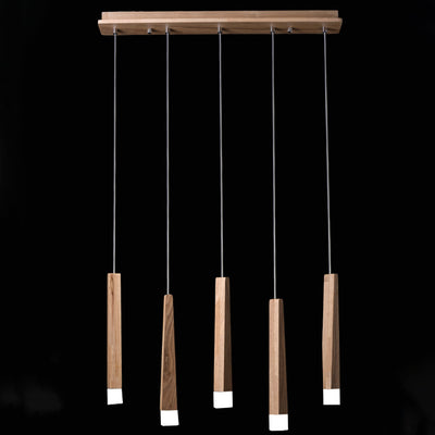 Modern Minimalist Cylindrical Solid Wood PVC LED Island Light Chandelier For Dining Room