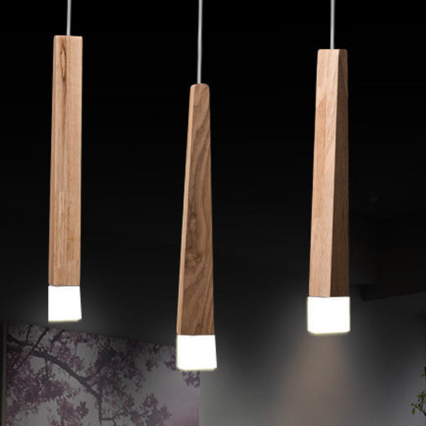 Modern Minimalist Cylindrical Solid Wood PVC LED Island Light Chandelier For Dining Room