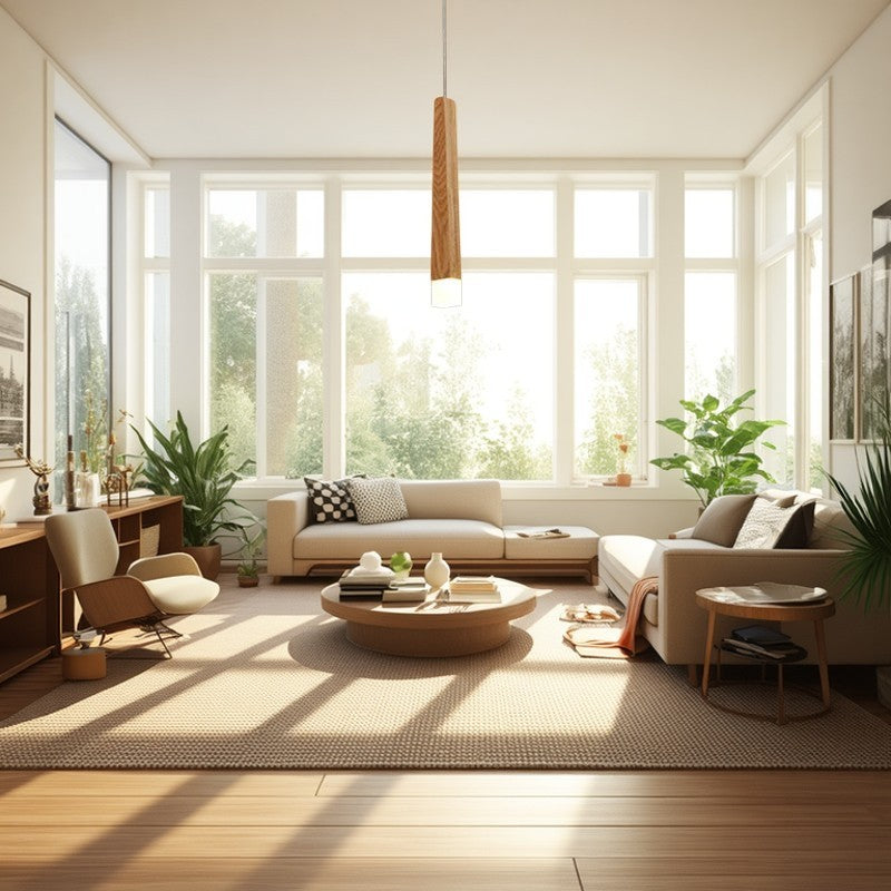 Modern Minimalist Cylindrical Solid Wood PVC LED Island Light Chandelier For Dining Room