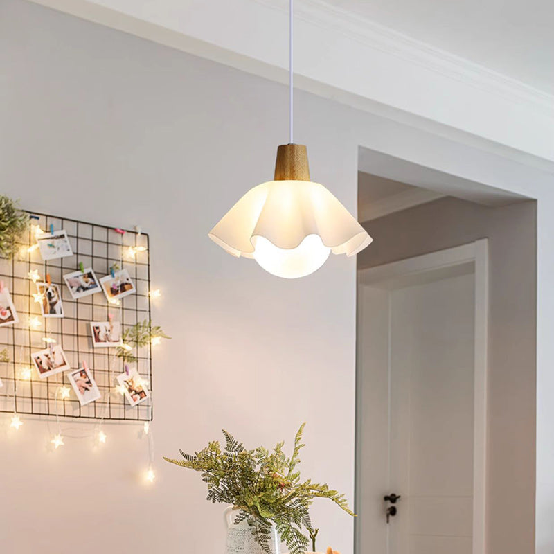 Modern Minimalist Flower Wood Acrylic 1/3 Light Island Light Chandelier For Dining Room