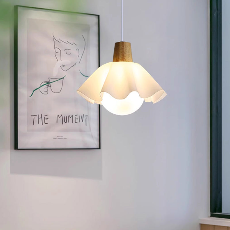 Modern Minimalist Flower Wood Acrylic 1/3 Light Island Light Chandelier For Dining Room