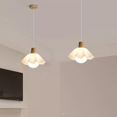 Modern Minimalist Flower Wood Acrylic 1/3 Light Island Light Chandelier For Dining Room