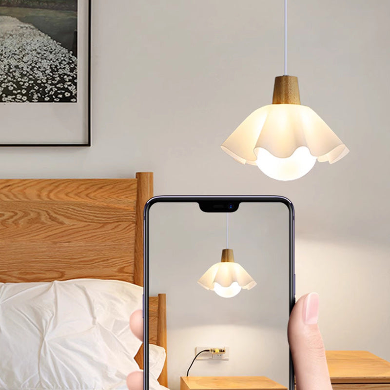 Modern Minimalist Flower Wood Acrylic 1/3 Light Island Light Chandelier For Dining Room