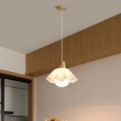 Modern Minimalist Flower Wood Acrylic 1/3 Light Island Light Chandelier For Dining Room