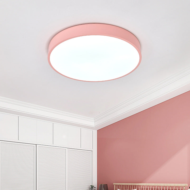Luz de techo LED montada al ras de acrílico redondo de hierro de simplicidad moderna para sala de estar 