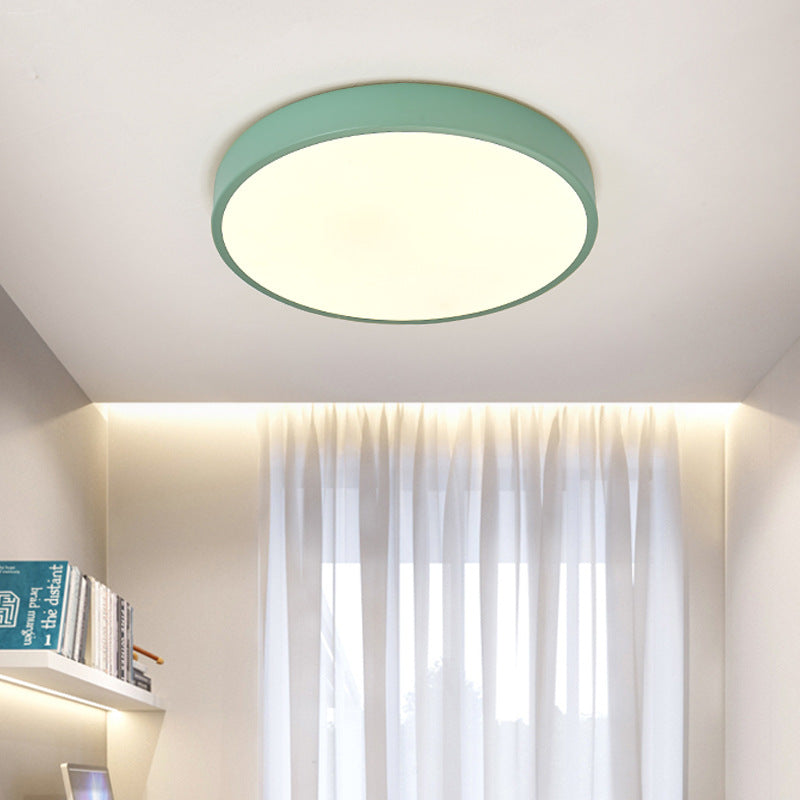 Luz de techo LED montada al ras de acrílico redondo de hierro de simplicidad moderna para sala de estar 