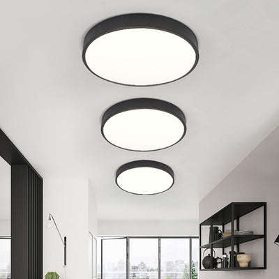 Luz de techo LED montada al ras de acrílico redondo de hierro de simplicidad moderna para sala de estar 