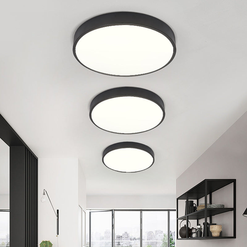 Luz de techo LED montada al ras de acrílico redondo de hierro de simplicidad moderna para sala de estar 