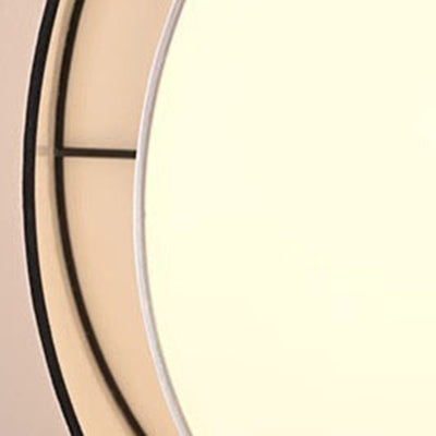 Traditional Chinese Round Iron Acrylic Fabric LED Flush Mount Ceiling Light For Living Room