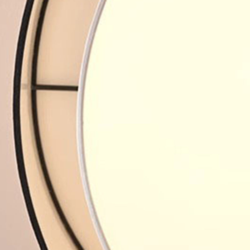 Traditional Chinese Round Iron Acrylic Fabric LED Flush Mount Ceiling Light For Living Room