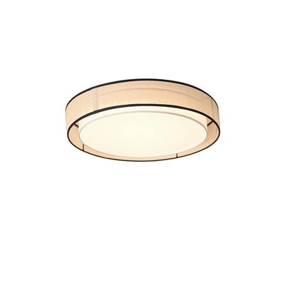 Traditional Chinese Round Iron Acrylic Fabric LED Flush Mount Ceiling Light For Living Room