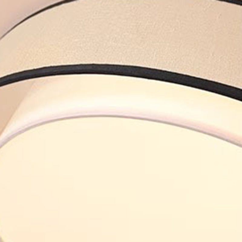 Traditional Chinese Round Iron Acrylic Fabric LED Flush Mount Ceiling Light For Living Room