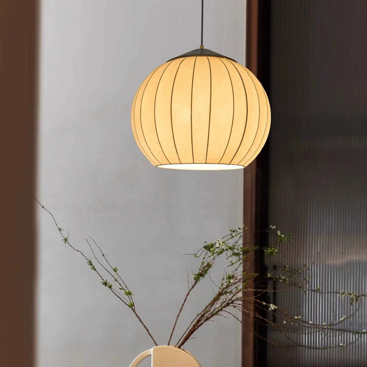 Traditionelle japanische runde Holzstoff 3-Licht Pendelleuchte für das Esszimmer 
