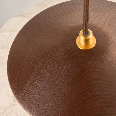 Traditional Japanese Round Wood Fabric 3-light Pendant Light For Dining Room
