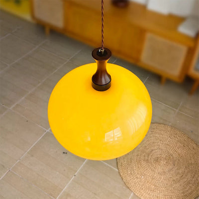 Traditional Japanese Disc Wood Glass 1/2 Light Island Light Chandelier For Dining Room