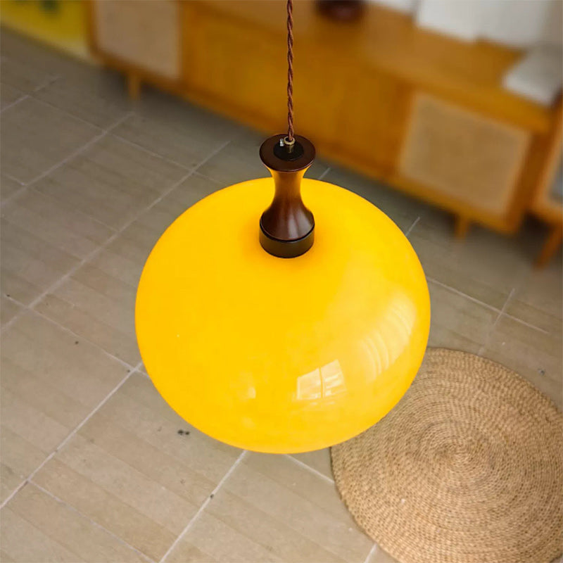 Traditional Japanese Disc Wood Glass 1/2 Light Island Light Chandelier For Dining Room