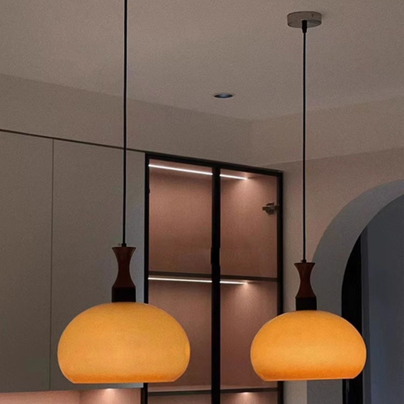 Traditional Japanese Disc Wood Glass 1/2 Light Island Light Chandelier For Dining Room