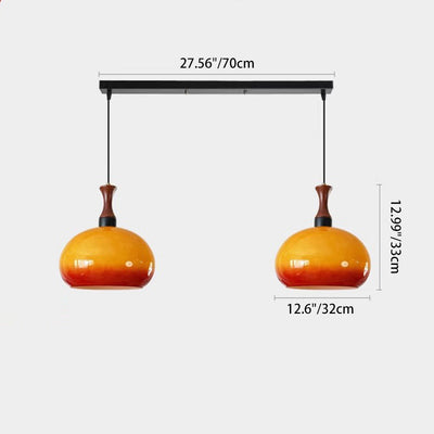 Traditional Japanese Disc Wood Glass 1/2 Light Island Light Chandelier For Dining Room
