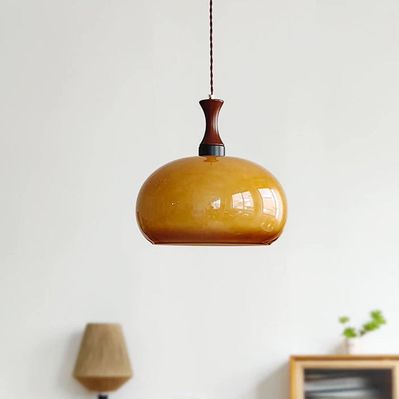 Traditional Japanese Disc Wood Glass 1/2 Light Island Light Chandelier For Dining Room