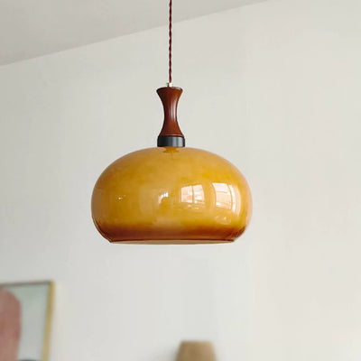 Traditional Japanese Disc Wood Glass 1/2 Light Island Light Chandelier For Dining Room