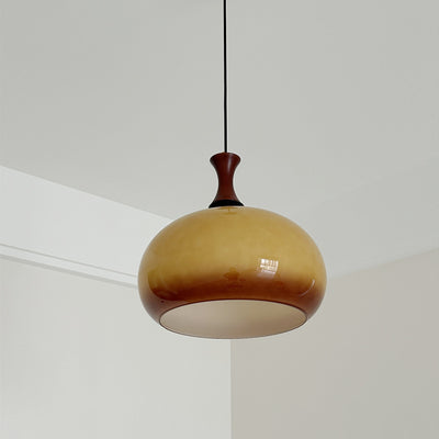 Traditional Japanese Disc Wood Glass 1/2 Light Island Light Chandelier For Dining Room