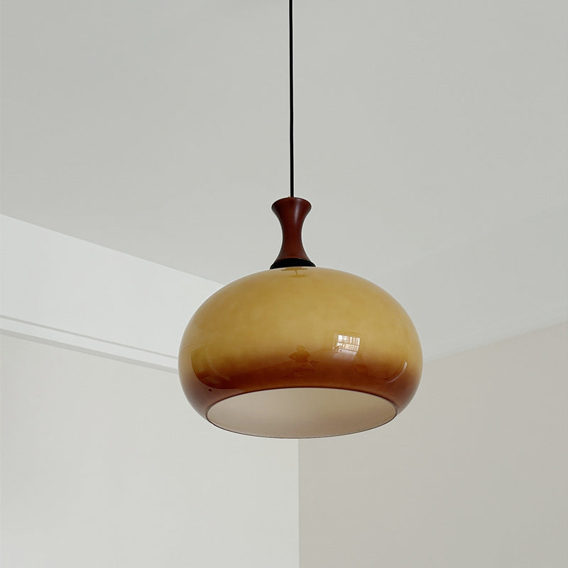 Traditional Japanese Disc Wood Glass 1/2 Light Island Light Chandelier For Dining Room