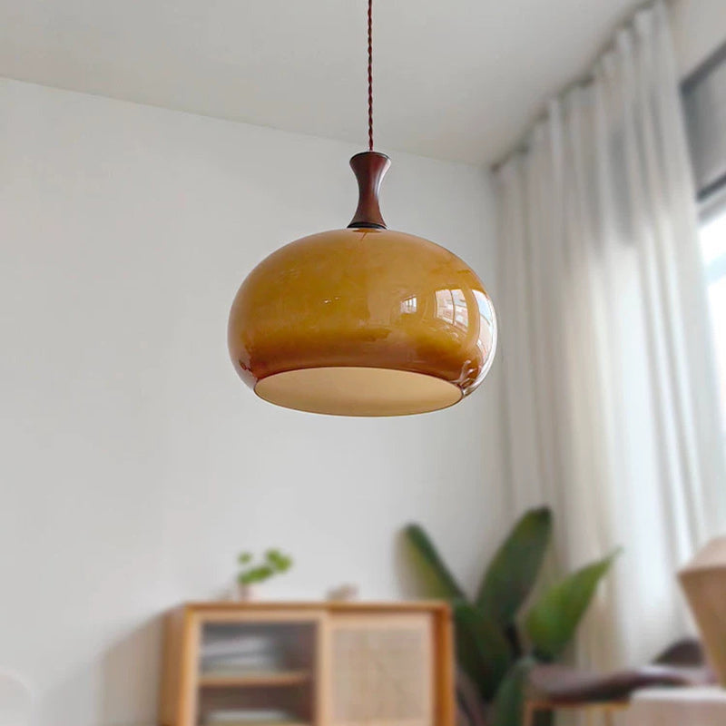 Traditional Japanese Disc Wood Glass 1/2 Light Island Light Chandelier For Dining Room