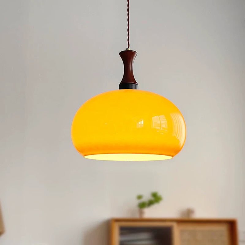 Traditional Japanese Disc Wood Glass 1/2 Light Island Light Chandelier For Dining Room
