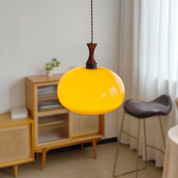 Traditional Japanese Disc Wood Glass 1/2 Light Island Light Chandelier For Dining Room