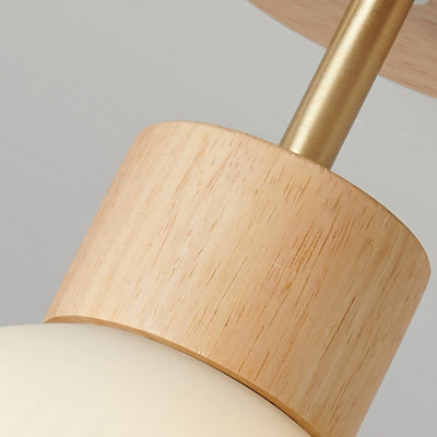 Modern Minimalist Half Round Wood Glass 1-Light Semi-Flush Mount Ceiling Light For Hallway