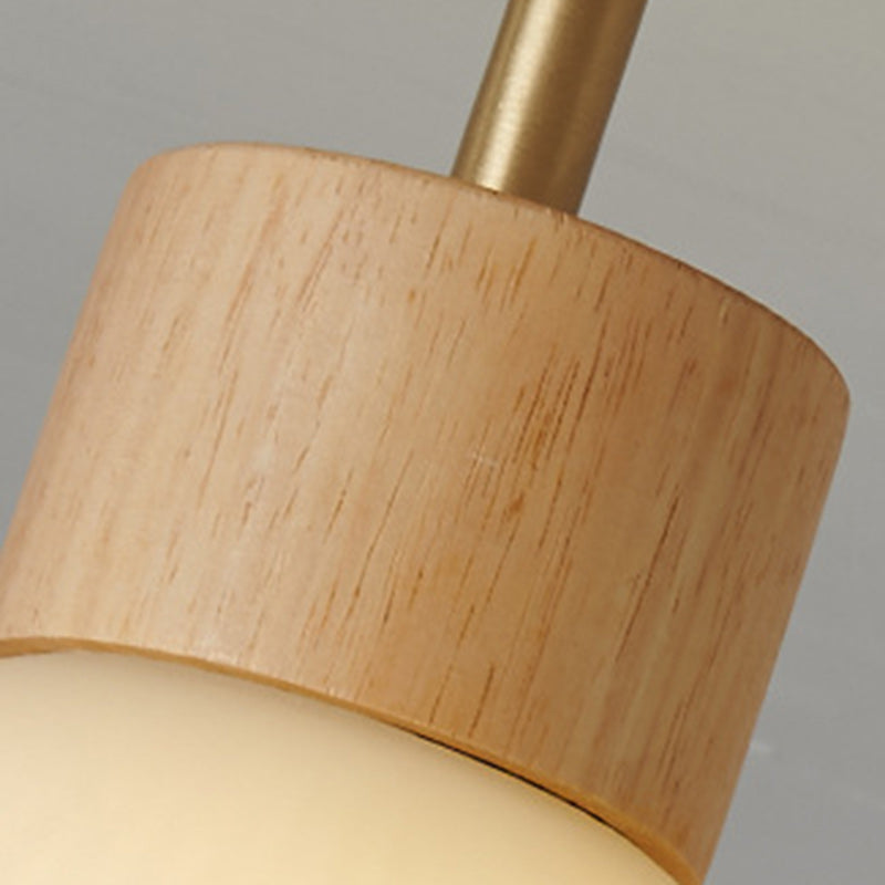 Modern Minimalist Half Round Wood Glass 1-Light Semi-Flush Mount Ceiling Light For Hallway
