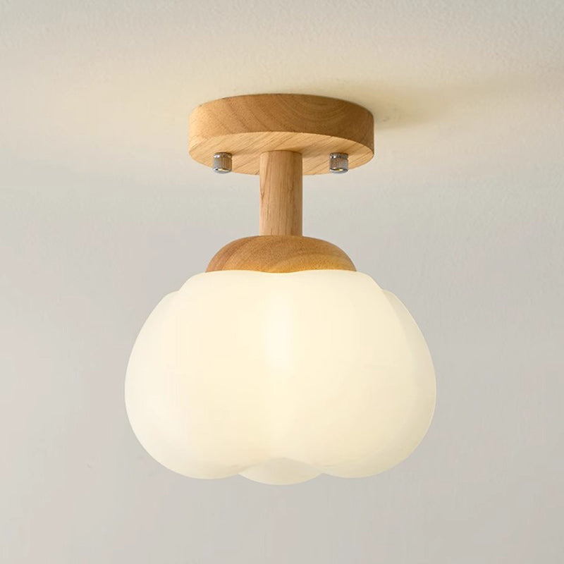 Luz de techo semiempotrada de 1 luz de madera y plástico minimalista moderna para pasillo 