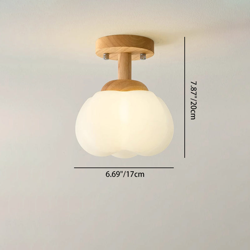 Luz de techo semiempotrada de 1 luz de madera y plástico minimalista moderna para pasillo 