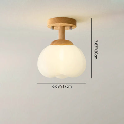 Modern Minimalist Flower Wood Plastic 1-Light Semi-Flush Mount Ceiling Light For Hallway