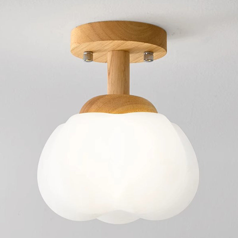 Luz de techo semiempotrada de 1 luz de madera y plástico minimalista moderna para pasillo 