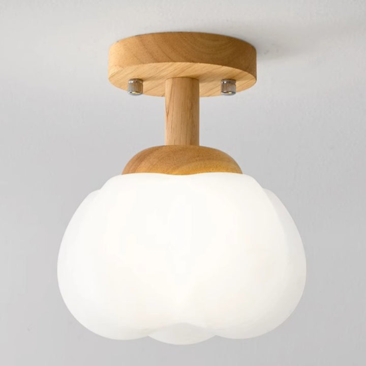 Luz de techo semiempotrada de 1 luz de madera y plástico minimalista moderna para pasillo 