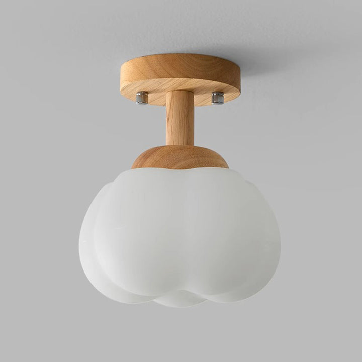 Luz de techo semiempotrada de 1 luz de madera y plástico minimalista moderna para pasillo 