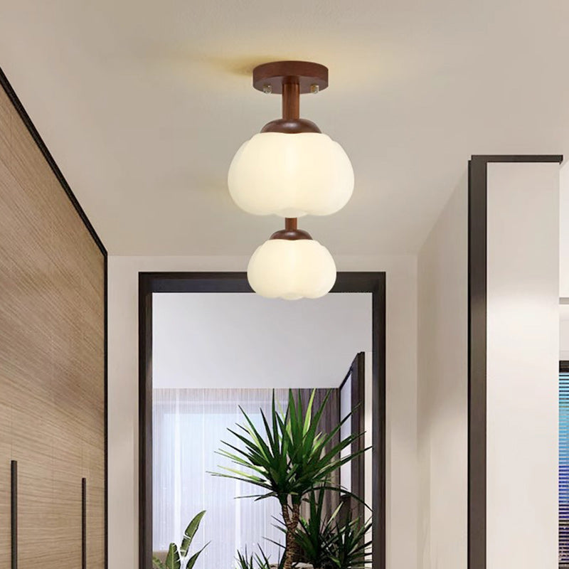 Luz de techo semiempotrada de 1 luz de madera y plástico minimalista moderna para pasillo 