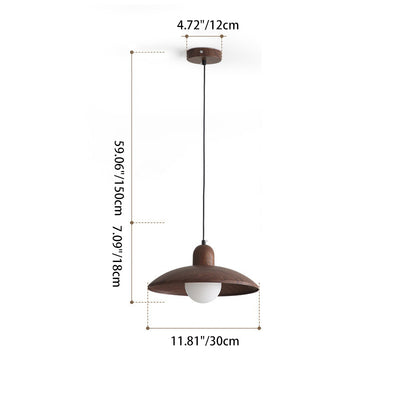 Traditional Japanese Disc Iron 1-Light Pendant Light For Bedroom