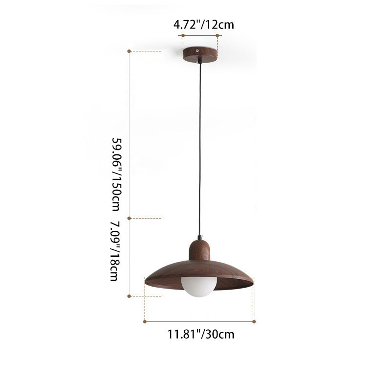 Traditional Japanese Disc Iron 1-Light Pendant Light For Bedroom