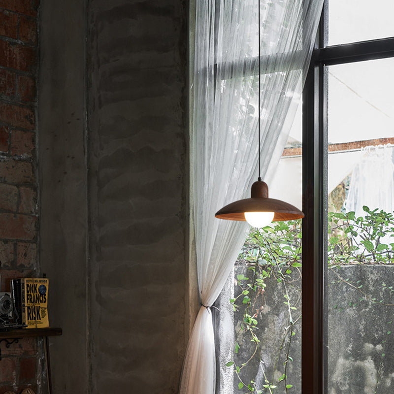 Traditional Japanese Disc Iron 1-Light Pendant Light For Bedroom