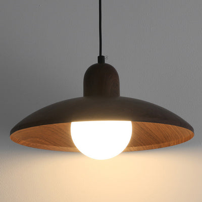 Traditional Japanese Disc Iron 1-Light Pendant Light For Bedroom