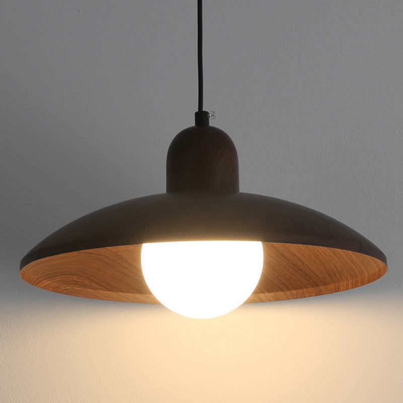 Traditional Japanese Disc Iron 1-Light Pendant Light For Bedroom
