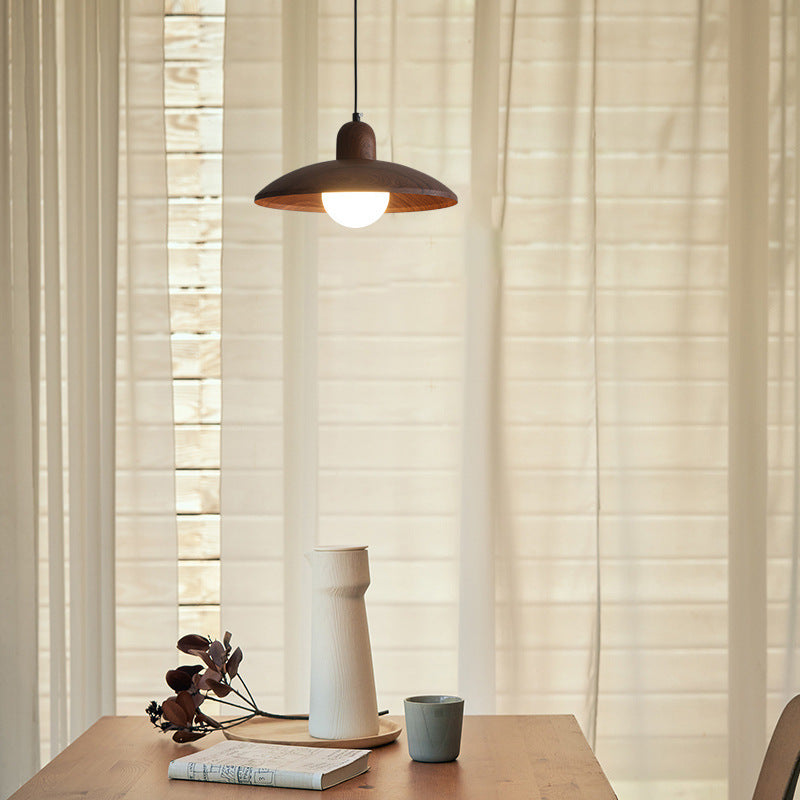 Traditional Japanese Disc Iron 1-Light Pendant Light For Bedroom