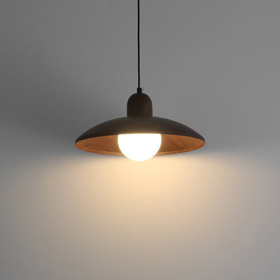 Traditional Japanese Disc Iron 1-Light Pendant Light For Bedroom