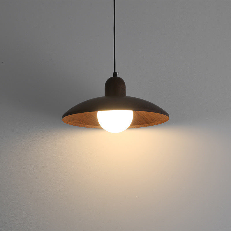 Traditional Japanese Disc Iron 1-Light Pendant Light For Bedroom